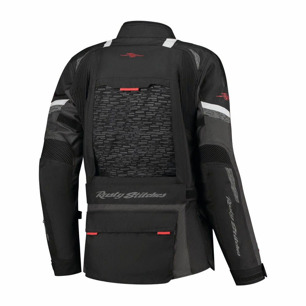 Rusty Stitches Cliff Textile Jacket Black / Grey / Red - FREE UK Delivery, FREE 365 Day Returns | Moto Central