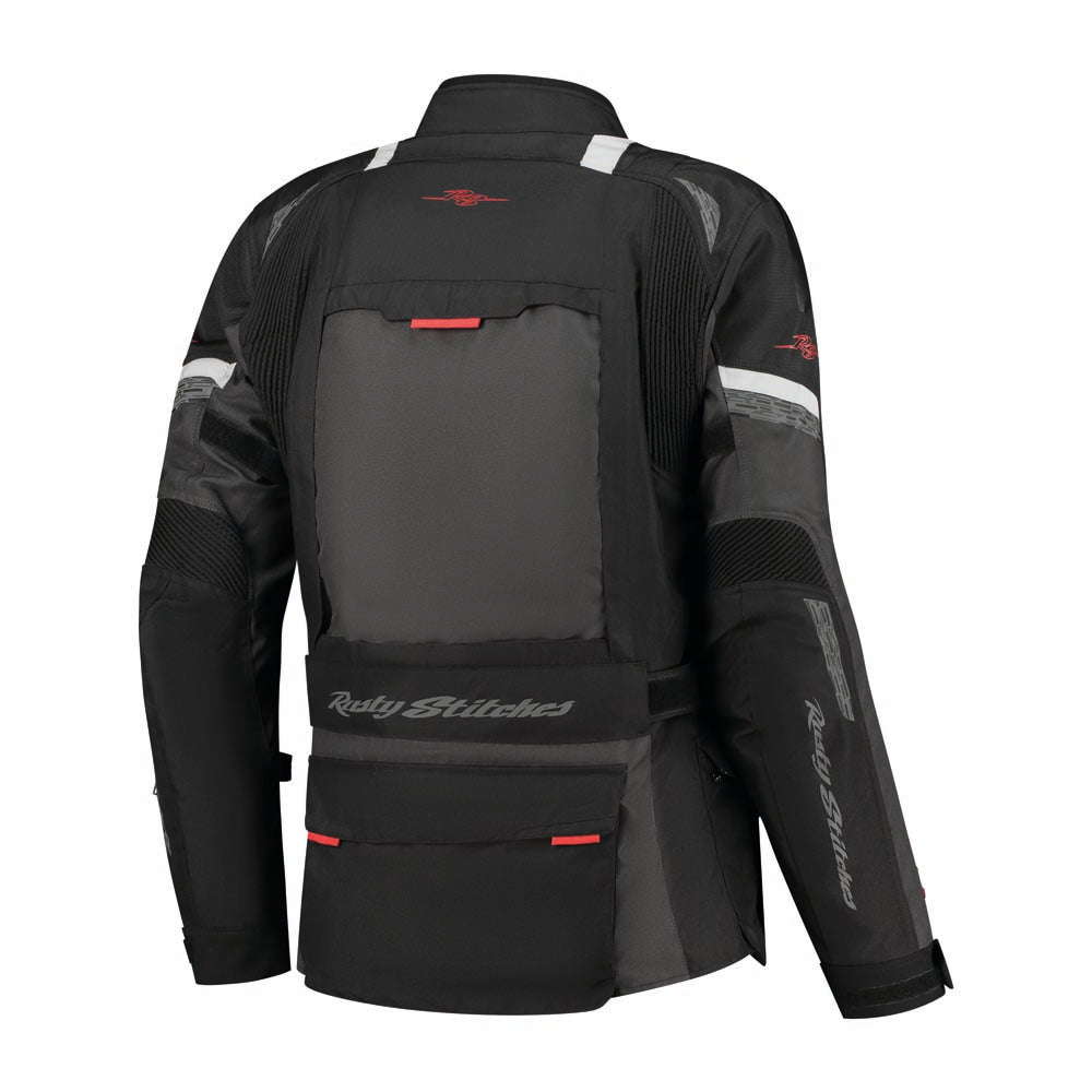 Rusty Stitches Cliff Textile Jacket Black / Grey / Red - FREE UK Delivery, FREE 365 Day Returns | Moto Central