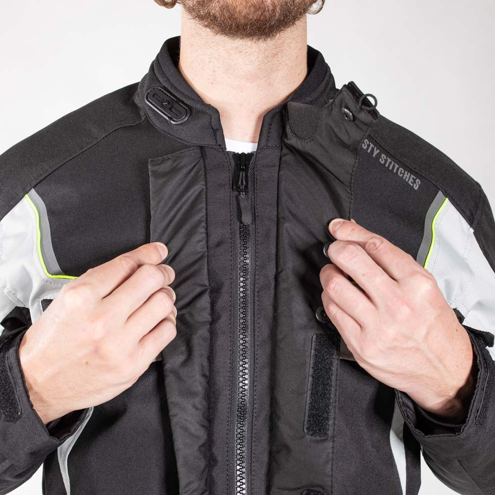 Rusty Stitches Luke Textile Jacket Black / Fluo Yellow - FREE UK Delivery, FREE 365 Day Returns | Moto Central