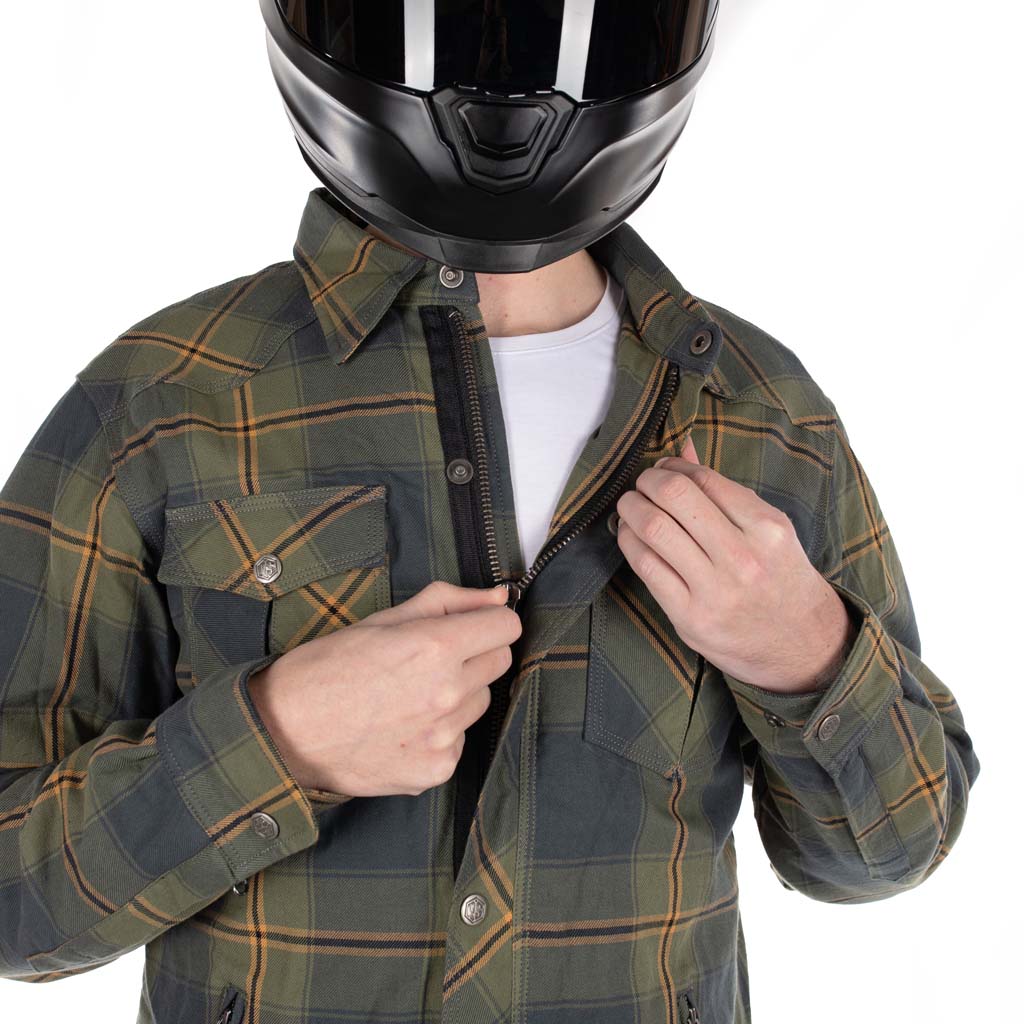 Rusty Stitches Noah Fleece Tech Textile Jacket Blue / Green - FREE UK Delivery, FREE 365 Day Returns | Moto Central