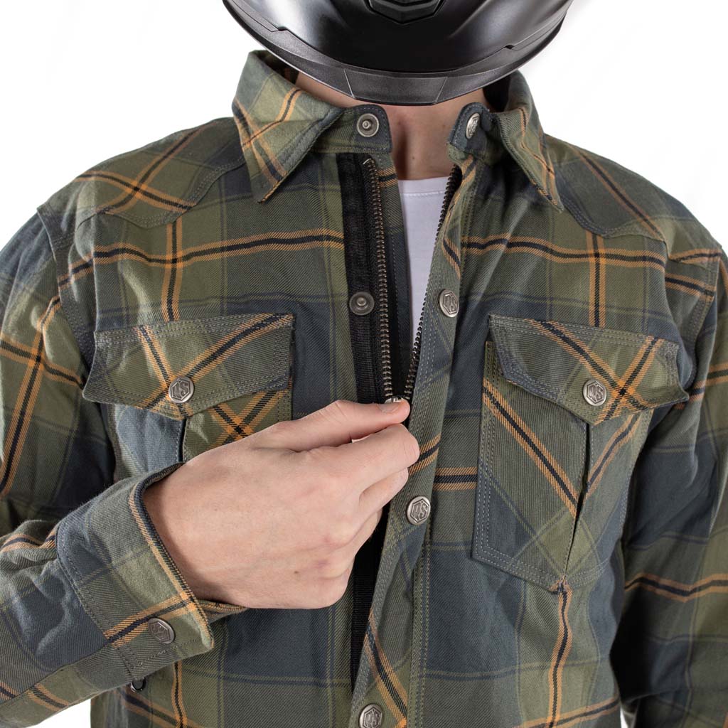 Rusty Stitches Noah Fleece Tech Textile Jacket Blue / Green - FREE UK Delivery, FREE 365 Day Returns | Moto Central