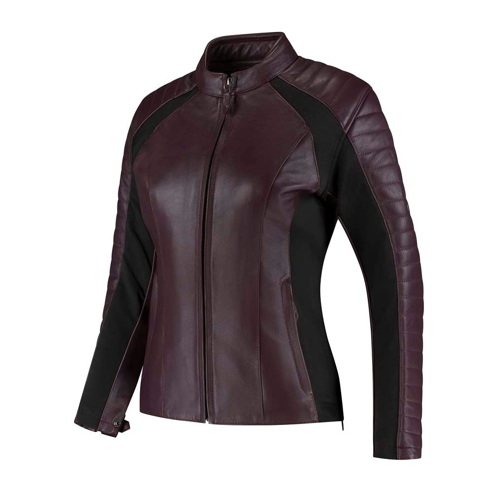 Rusty Stitches Donna Ladies Leather Jacket Aubergine - FREE UK Delivery, FREE 365 Day Returns | Moto Central