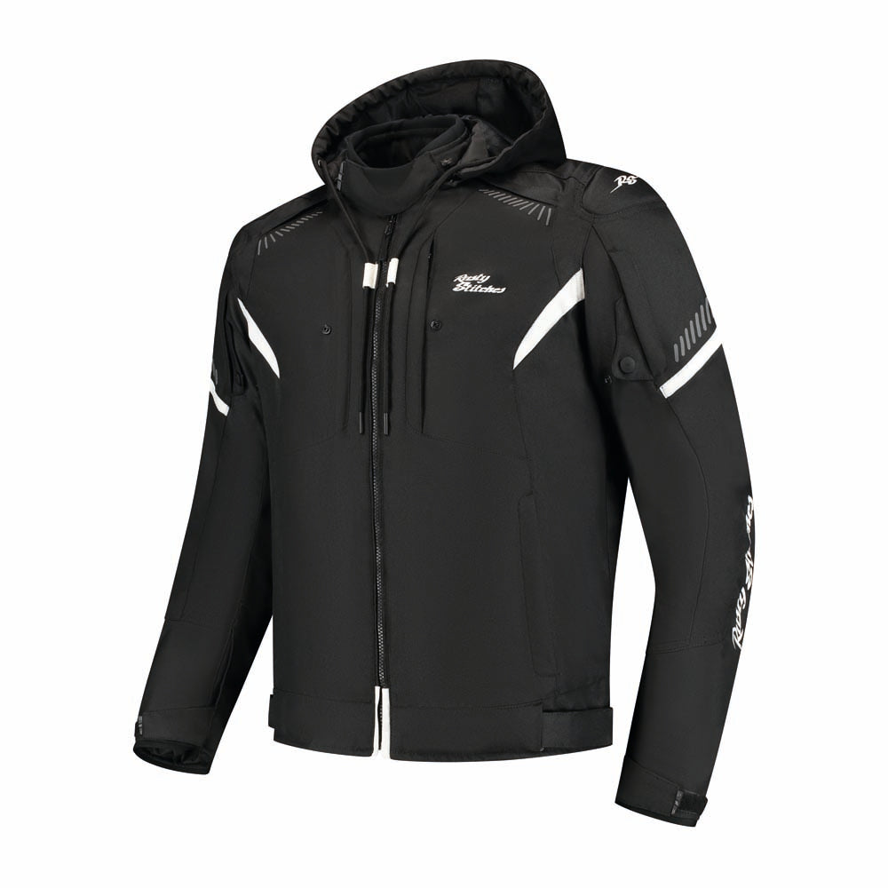 Rusty Stitches Dylan Textile Jacket Black / White - FREE UK Delivery, FREE 365 Day Returns | Moto Central