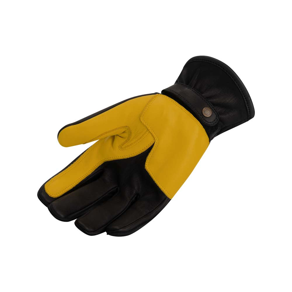 Rusty Stitches Johnny V2 Leather Gloves Black / Yellow - FREE UK Delivery, FREE 365 Day Returns | Moto Central