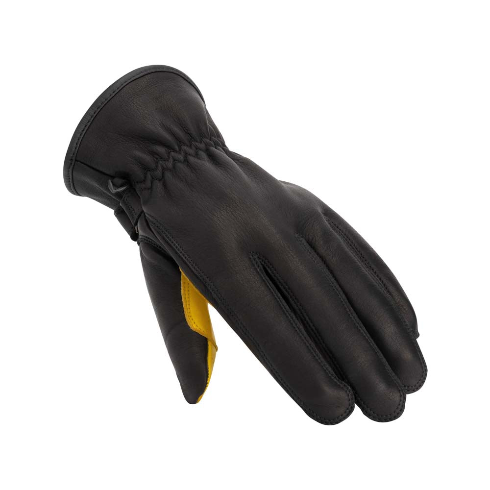 Rusty Stitches Johnny V2 Leather Gloves Black / Yellow - FREE UK Delivery, FREE 365 Day Returns | Moto Central