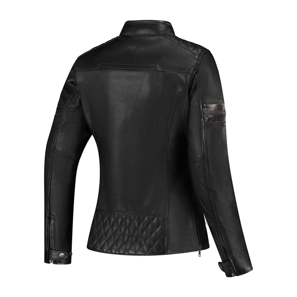 Rusty Stitches Joyce V2 Ladies Leather Jacket Black / Glitter - FREE UK Delivery, FREE 365 Day Returns | Moto Central