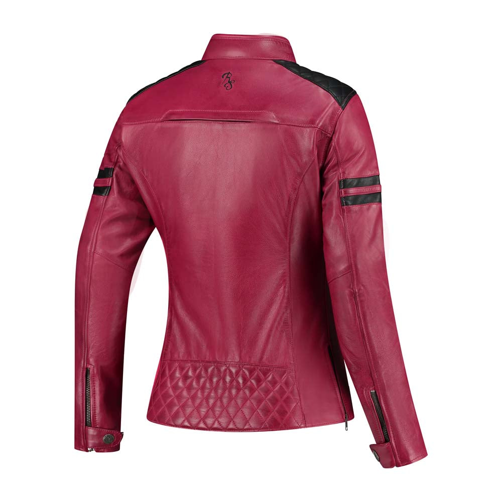 Rusty Stitches Joyce V2 Ladies Leather Jacket Cherry / Black - FREE UK Delivery, FREE 365 Day Returns | Moto Central