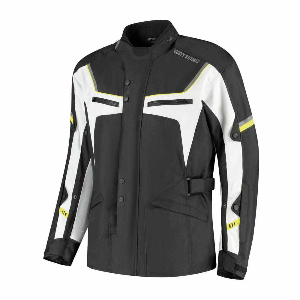 Rusty Stitches Luke Textile Jacket Black / Fluo Yellow - FREE UK Delivery, FREE 365 Day Returns | Moto Central