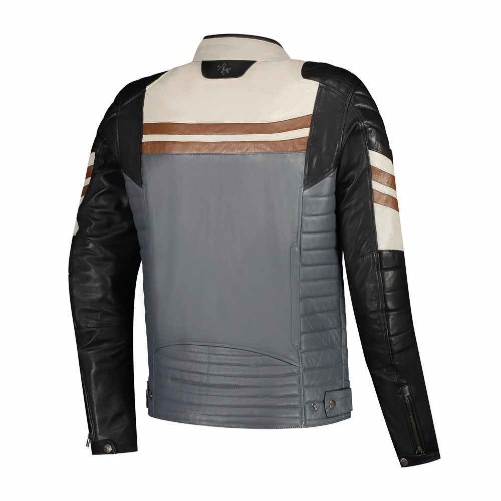Rusty Stitches Steve Leather Jacket Black / Beige / Light Grey / Maroon - FREE UK Delivery, FREE 365 Day Returns | Moto Central