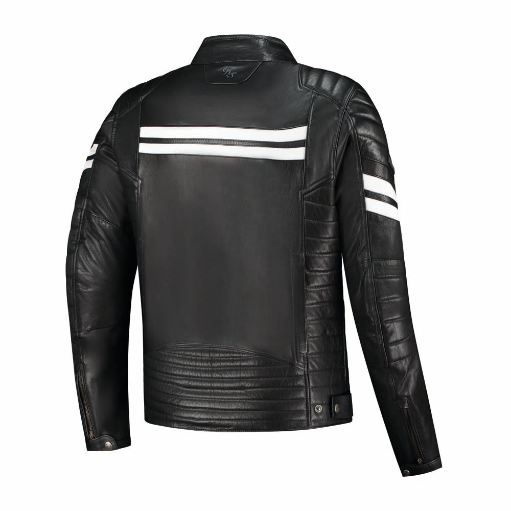Rusty Stitches Steve Leather Jacket Black / White - FREE UK Delivery, FREE 365 Day Returns | Moto Central