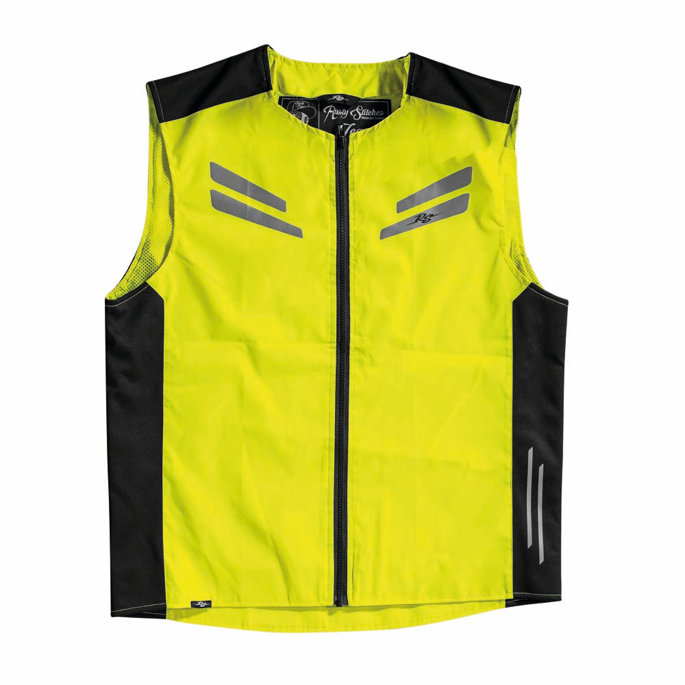 Rusty Stitches Stewart Vest Hi-Vis Fluo Yellow - FREE UK Delivery, FREE 365 Day Returns | Moto Central