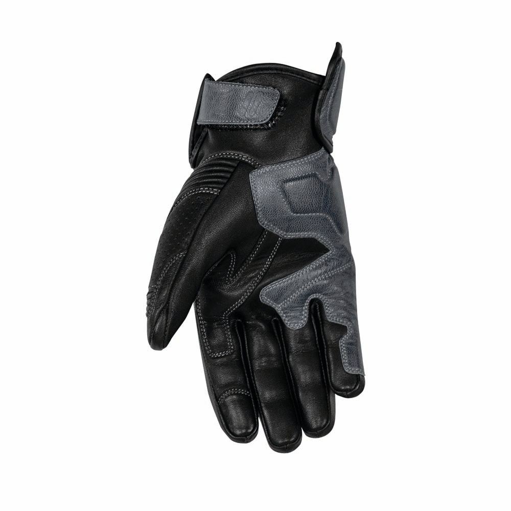 Rusty Stitches Zeke Leather Gloves Black / Grey - FREE UK Delivery, FREE 365 Day Returns | Moto Central