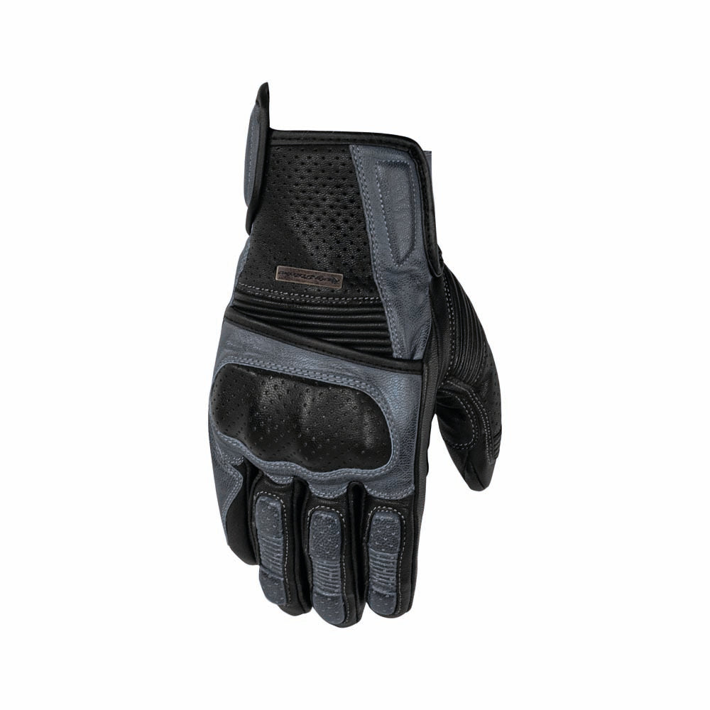 Rusty Stitches Zeke Leather Gloves Black / Grey - FREE UK Delivery, FREE 365 Day Returns | Moto Central