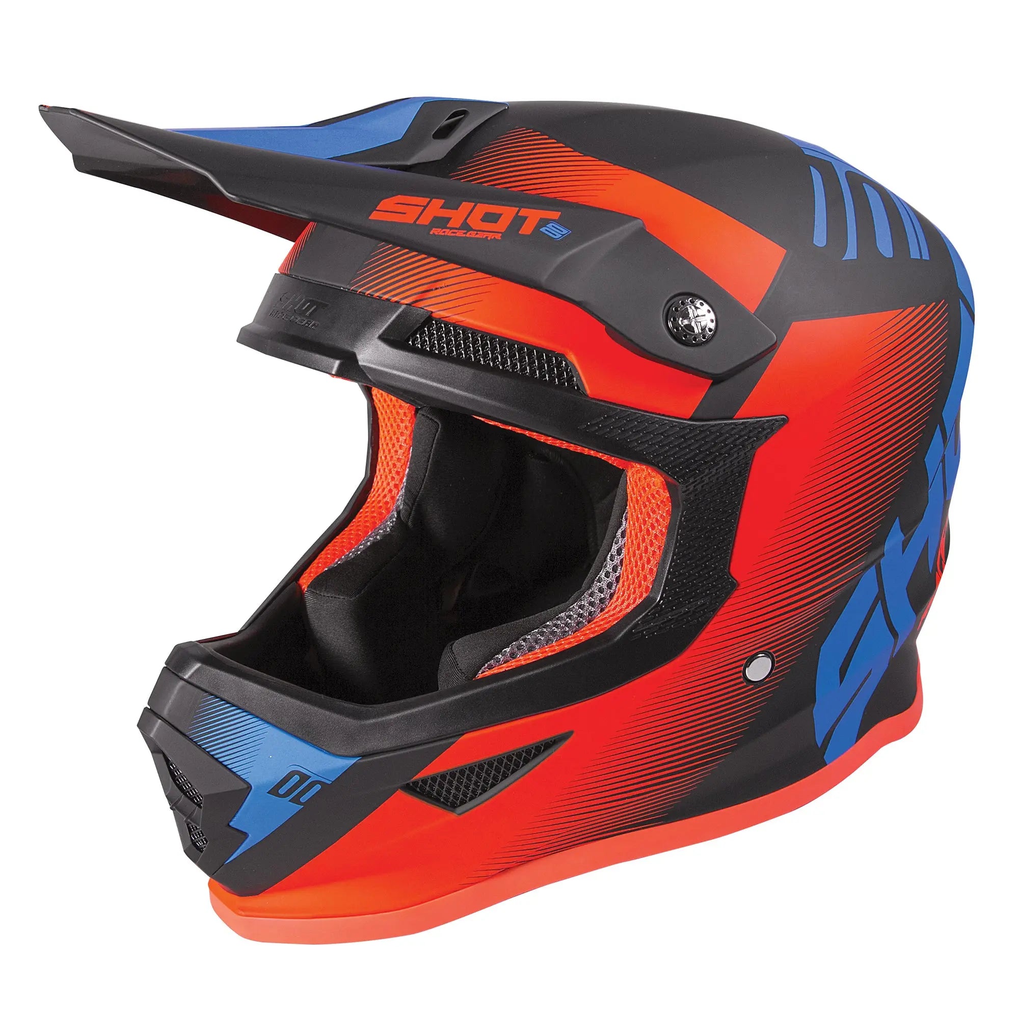 Shot Furious Kids MX Helmet Trust Blue / Glossy Neon Orange - FREE UK Shipping, FREE 365 Day Returns | Moto Central