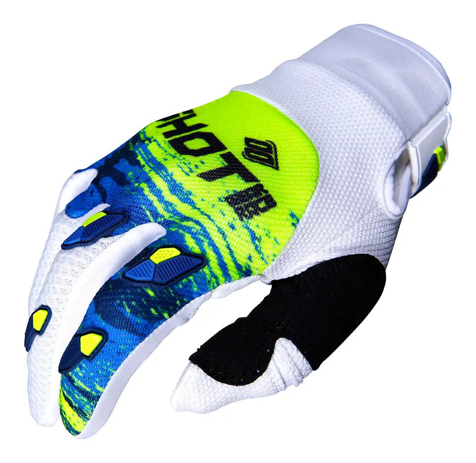 Shot Contact Counter Gloves Blue / Neon Yellow - FREE UK Shipping, FREE 365 Day Returns | Moto Central