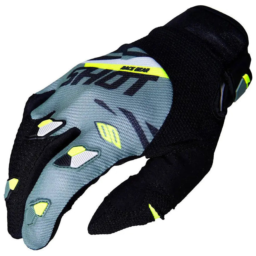 Shot Contact Gloves Score Khaki / Neon Yellow - FREE UK Shipping, FREE 365 Day Returns | Moto Central