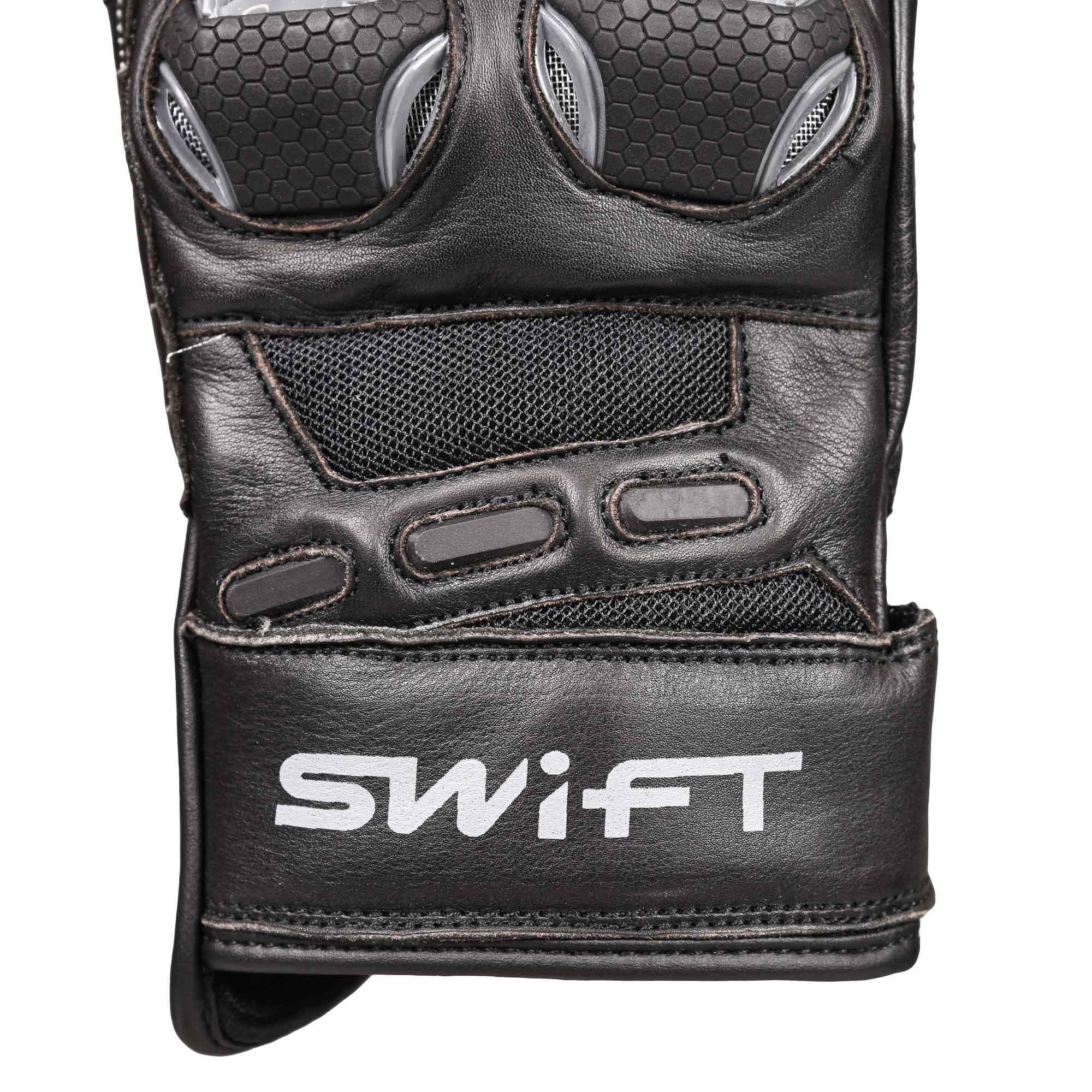 Swift S4 Leather Road Gloves Black - FREE UK Shipping, FREE 365 Day Returns | Moto Central