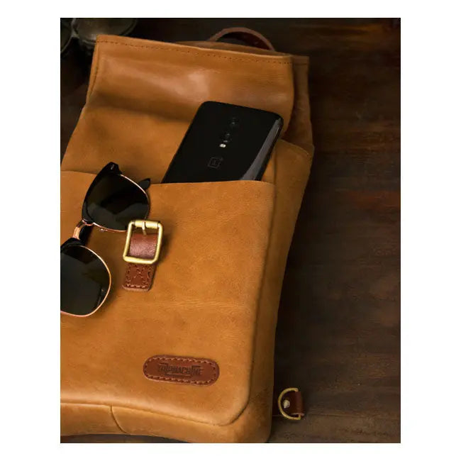 Trip Machine Universal Mini Backpack / Saddlebag Vintage Tan - FREE UK Shipping, FREE 365 Day Returns | Moto Central