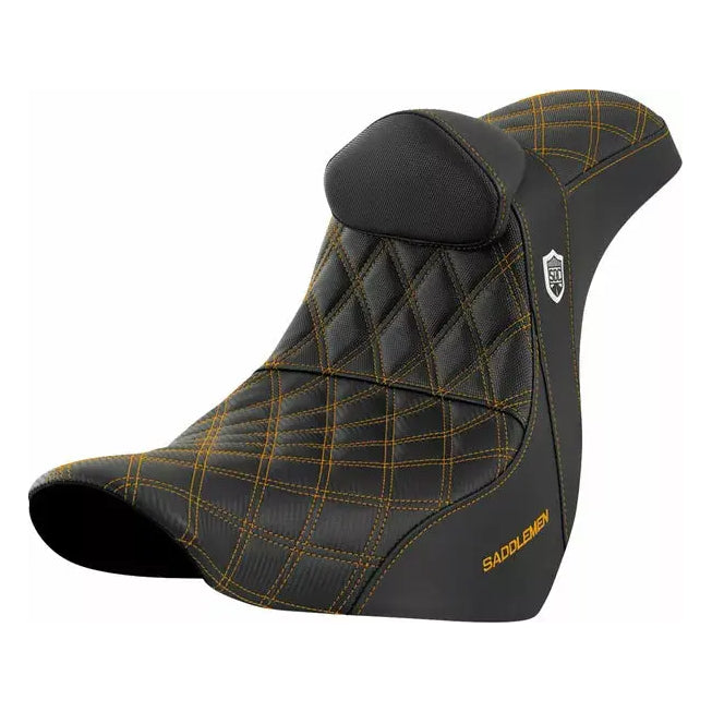 Saddlemen Pro Series SDC Performance Grip Gold Stitching Seat Black / Gold – motorcycle seat – left-side view