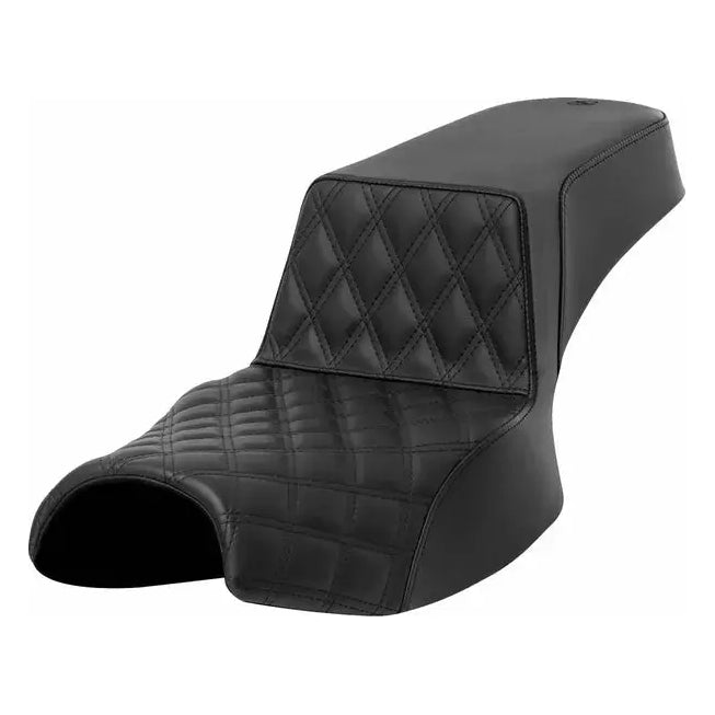 Saddlemen Step-Up Black Stitching / Front Lattice Stitch Seat Black – motorcycle seat – left-side view