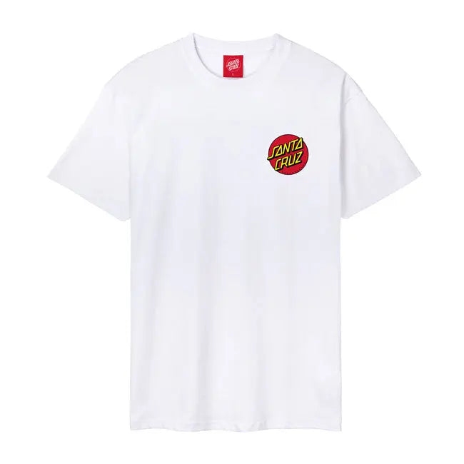 Santa Cruz Dot Chest T-Shirt White - FREE UK Shipping, FREE 365 Day Returns | Moto Central