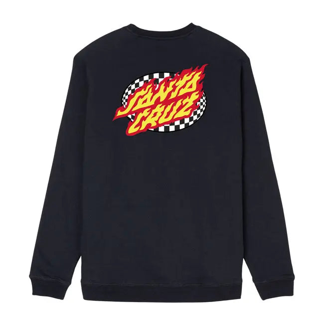 Santa Cruz Oval Check Flame Sweatshirt Black - FREE UK Shipping, FREE 365 Day Returns | Moto Central