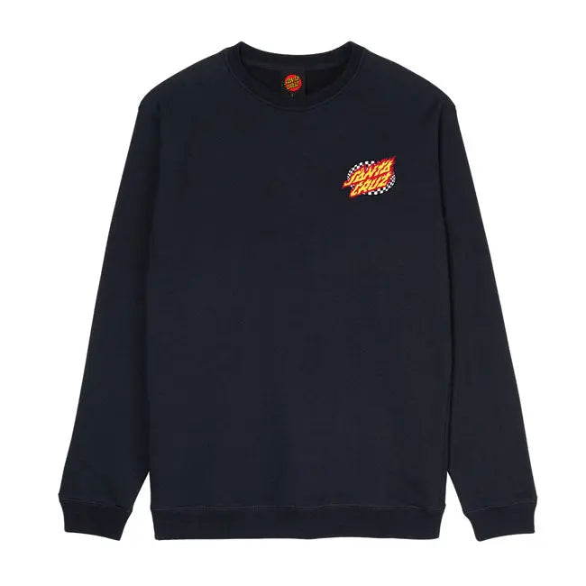 Santa Cruz Oval Check Flame Sweatshirt Black - FREE UK Shipping, FREE 365 Day Returns | Moto Central