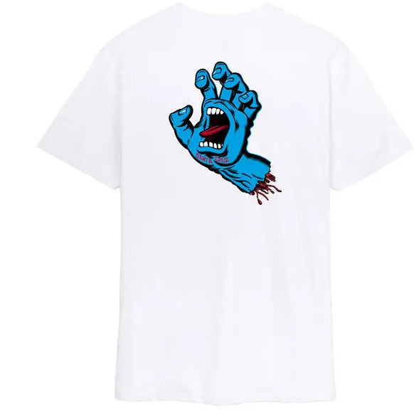 Santa Cruz Screaming Hand Chest T-Shirt White — large graphic view
