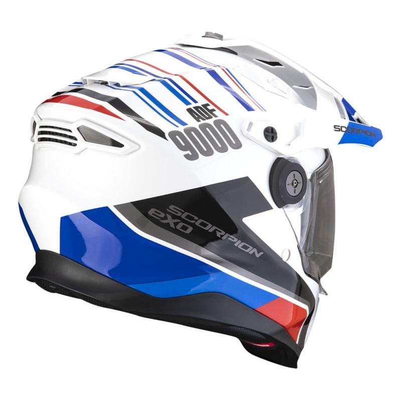 Scorpion ADF-9000 Desert Adventure Helmet White / Blue / Red - FREE UK Shipping, FREE 365 Day Returns | Moto Central