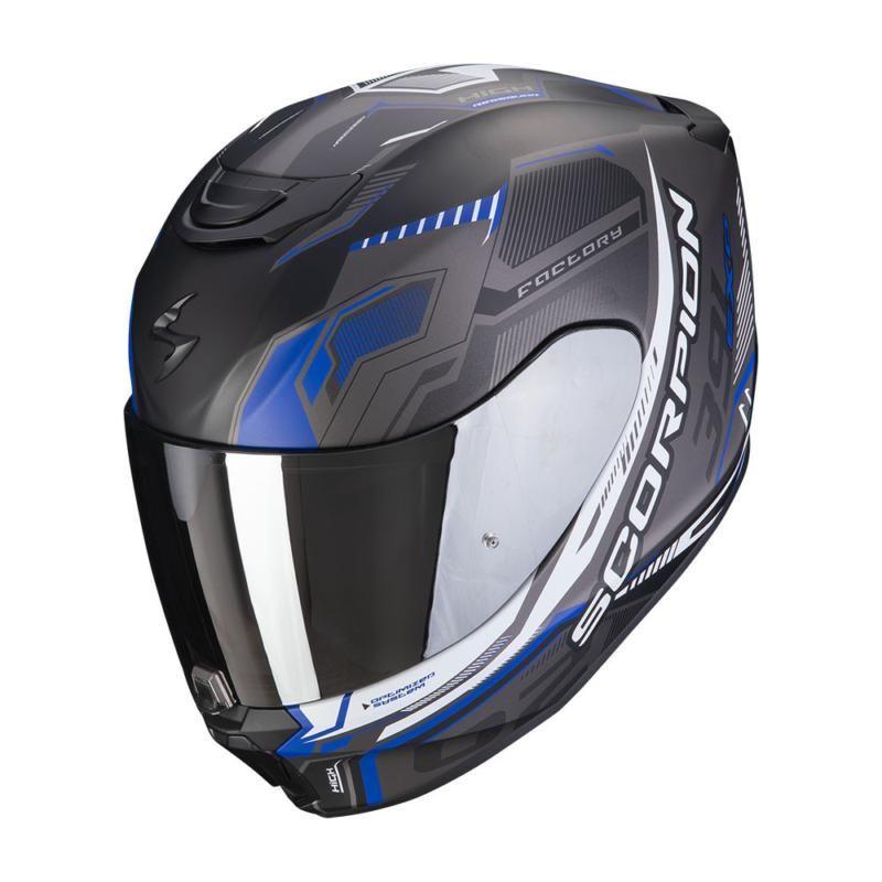 Scorpion EXO 391 Haut Full Face Helmet Black / Silver / Blue - FREE UK Shipping, FREE 365 Day Returns | Moto Central