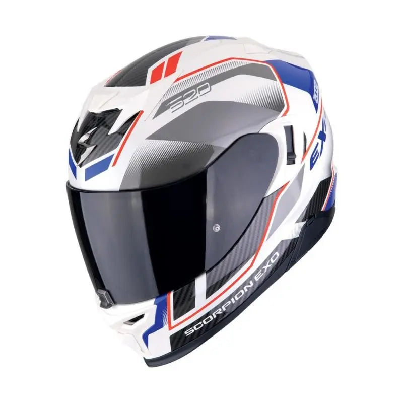 Scorpion EXO 520 Evo Air White / Blue - FREE UK Shipping, FREE 365 Day Returns | Moto Central