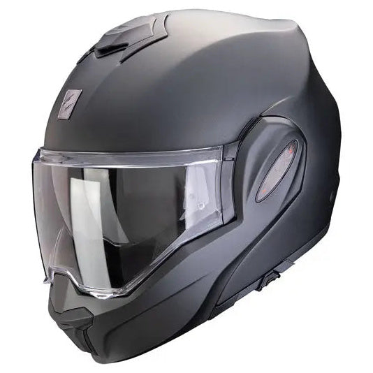 Scorpion EXO-Tech Evo Pro Matt Pearl Black — left-front three-quarter view