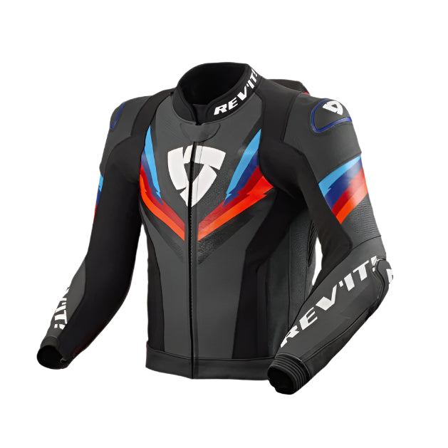 Revit Quantum 3 Pro Leather Jacket Black / Blue - FREE UK Shipping, FREE 365 Day Returns | Moto Central