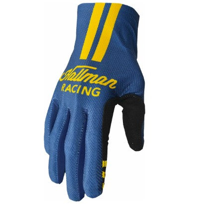 Thor Mainstay Roost Textile Gloves Navy / Yellow - FREE UK Shipping, FREE 365 Day Returns | Moto Central