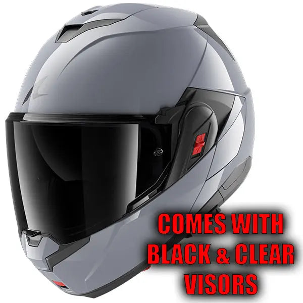 Shark OXO Flip Up Helmet Dark Shadow Silver - FREE UK Delivery, FREE 365 Returns Moto Central