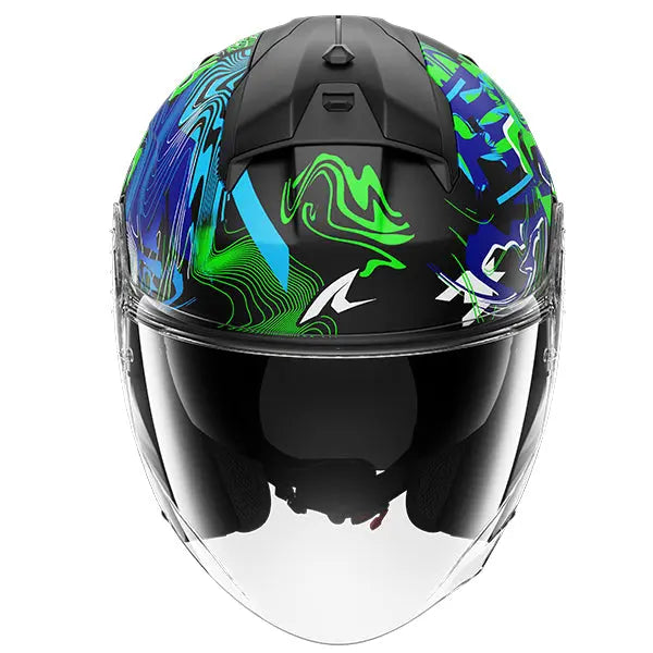 Shark Skwal Jet Pranz Black / Green / Blue - FREE UK Shipping, FREE 365 Day Returns | Moto Central