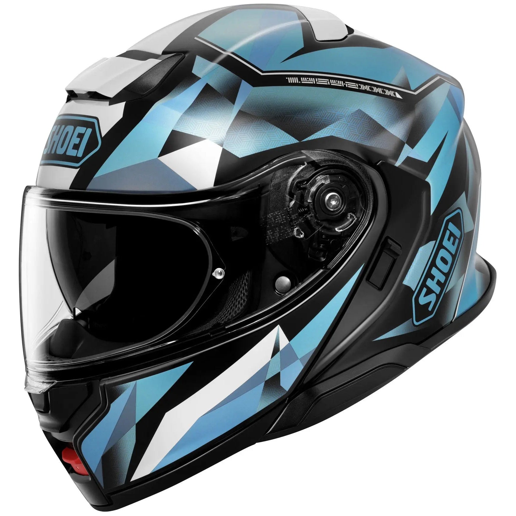 Shoei Neotec 3 Fragments TC2 Blue flip-up motorcycle helmet – left-side view
