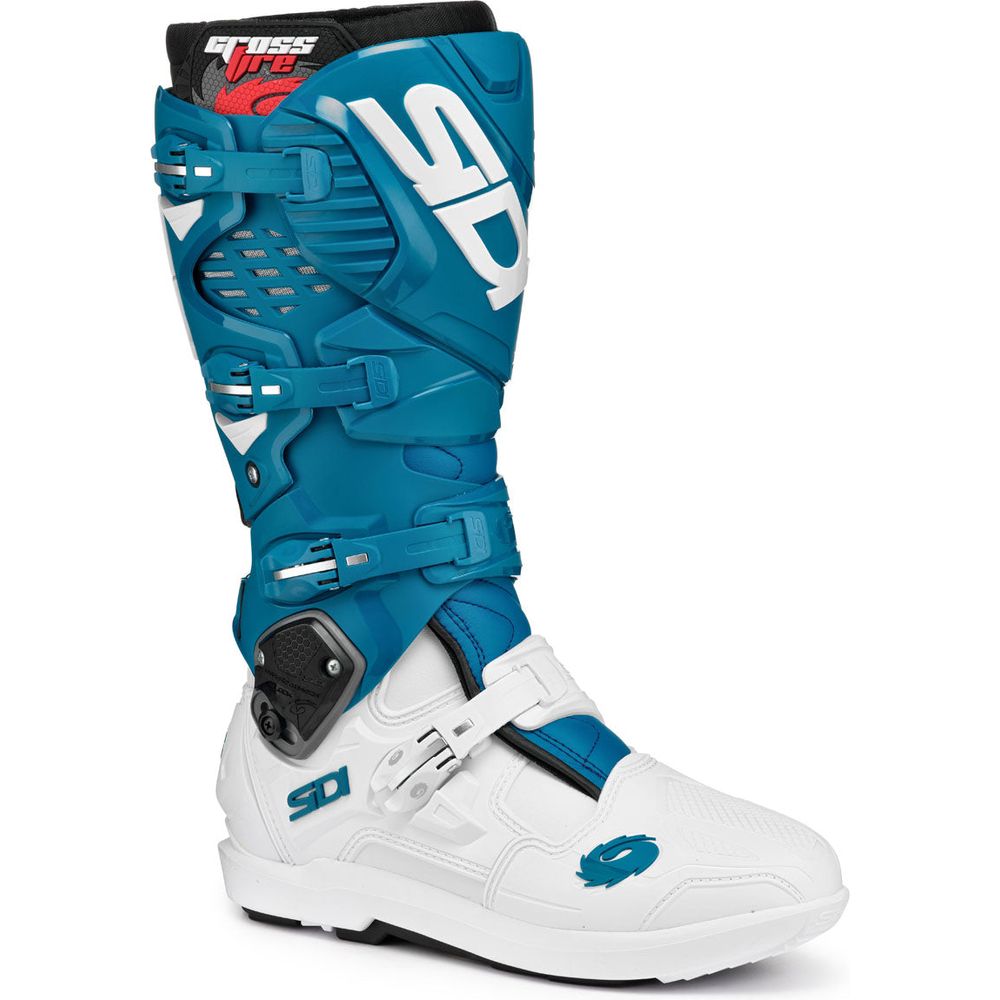 Sidi Crossfire 3 SRS CE Boots White / Petrol - FREE UK Shipping, FREE 365 Day Returns | Moto Central