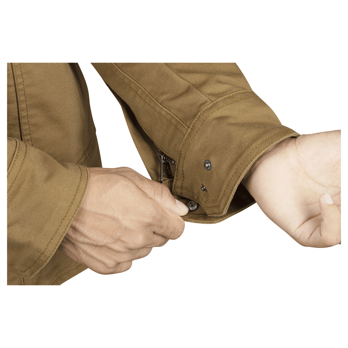 Silk Road Field Textile Jacket Desert Brown – cuff detail
