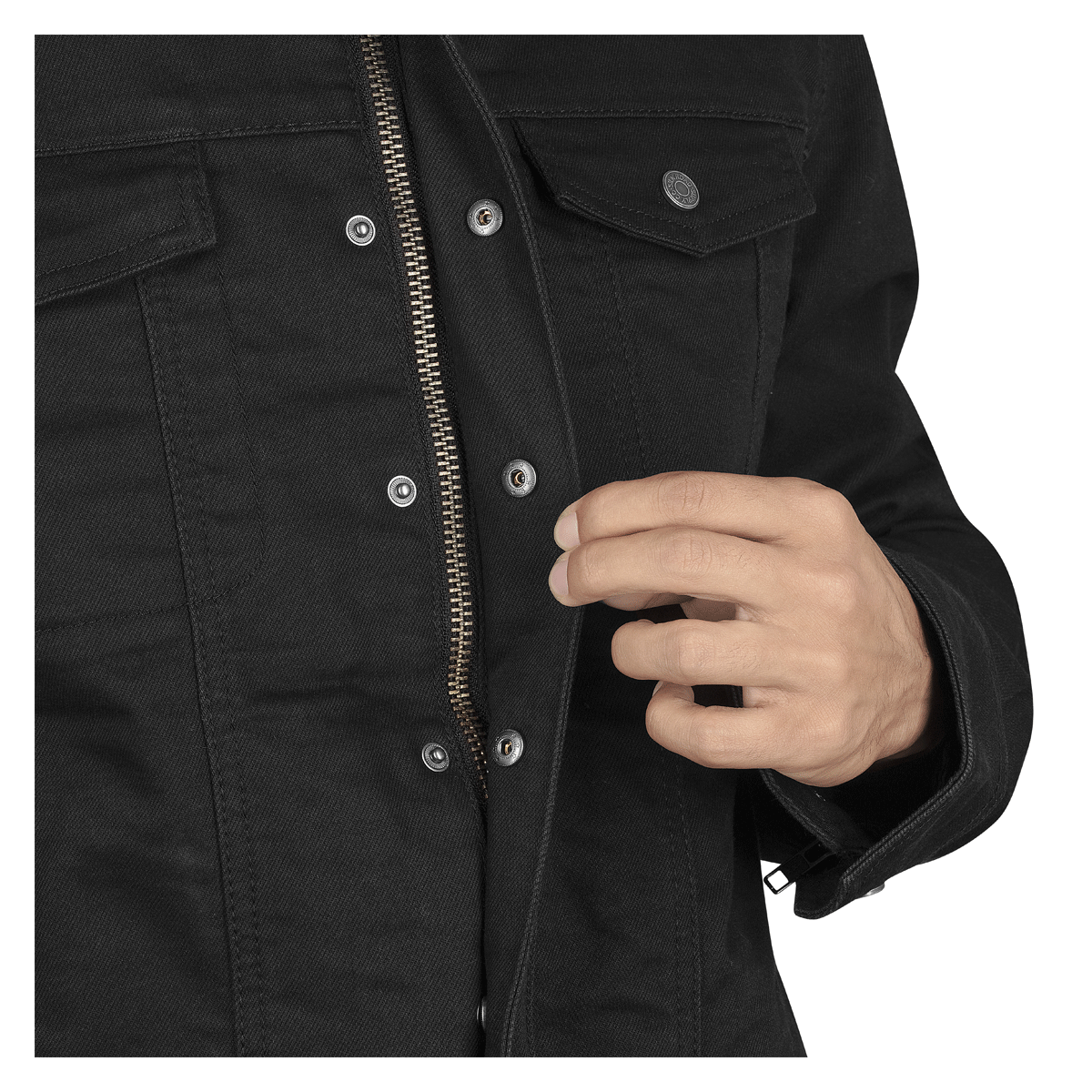 Silk Road Scout Textile Jacket Charcoal Black – chest pocket detail