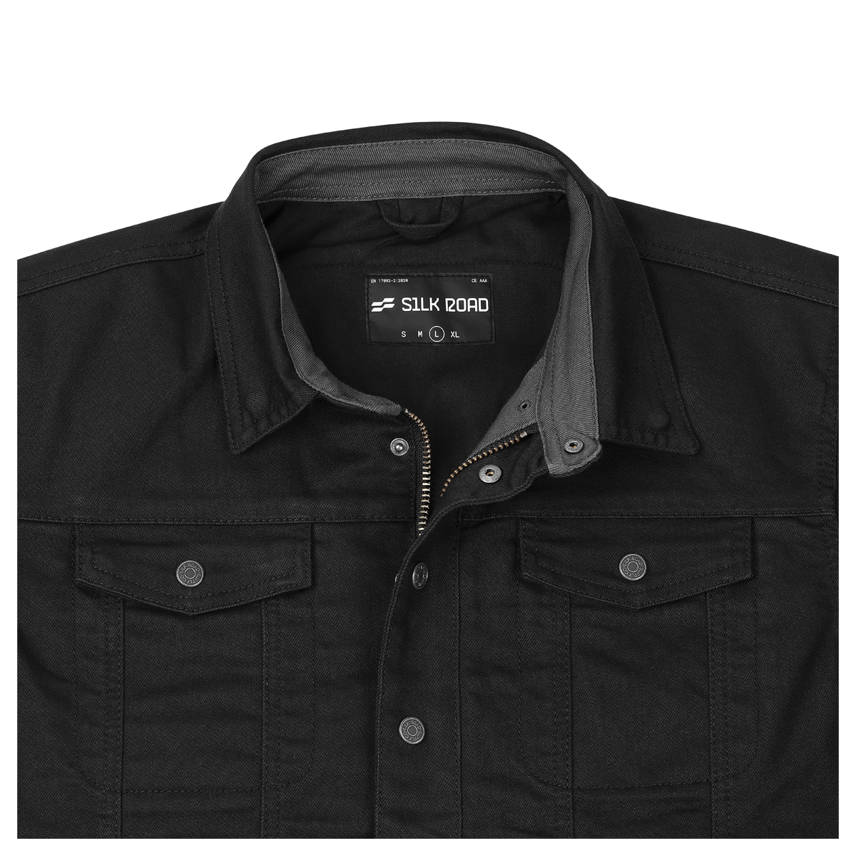 Silk Road Scout Textile Jacket Charcoal Black – collar detail