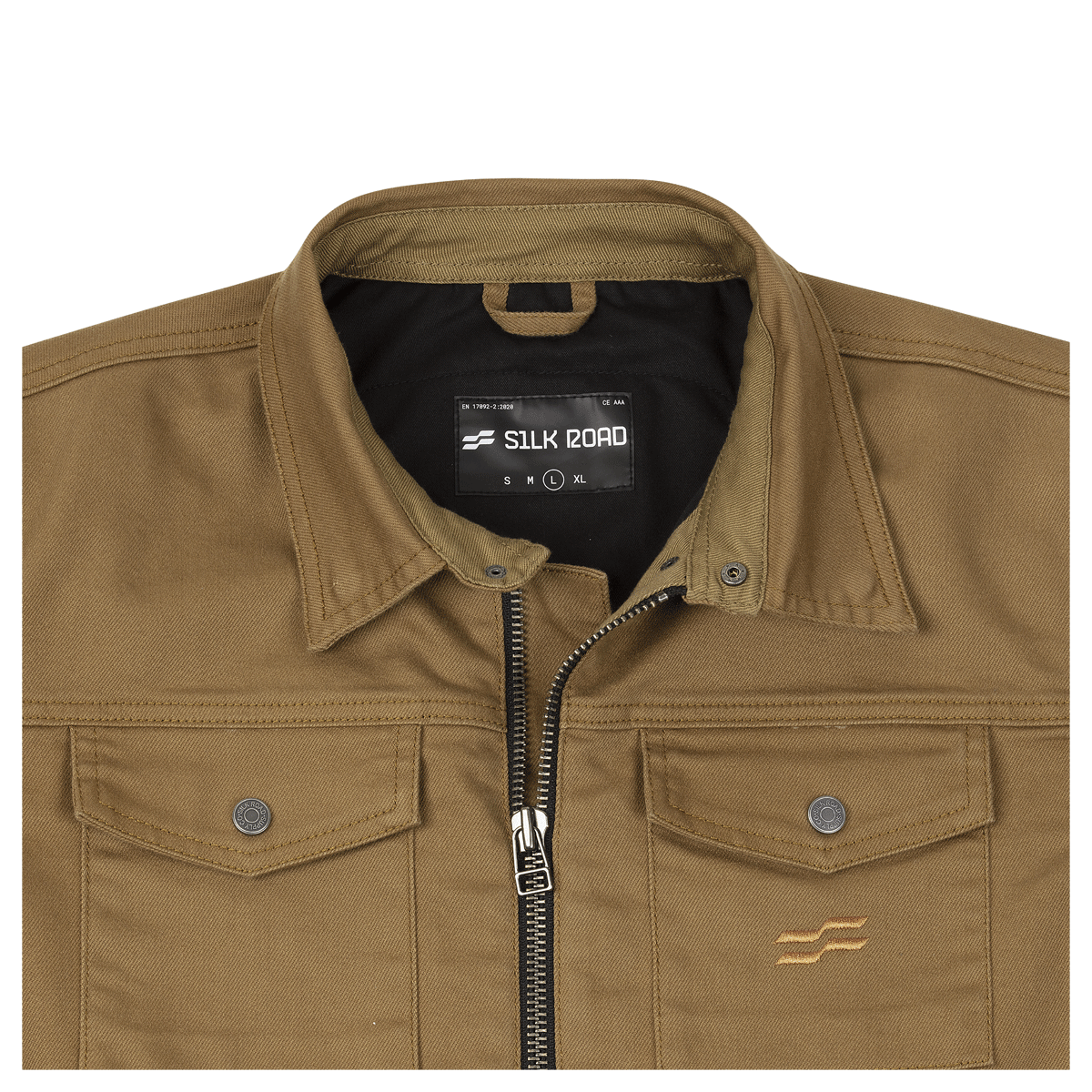 Silk Road Utility Textile Jacket Desert Brown – collar detail