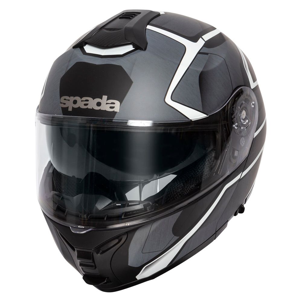 Spada Orion Slate Flip-Up Helmet Matt Black / White / Silver - FREE UK Shipping, FREE 365 Day Returns | Moto Central