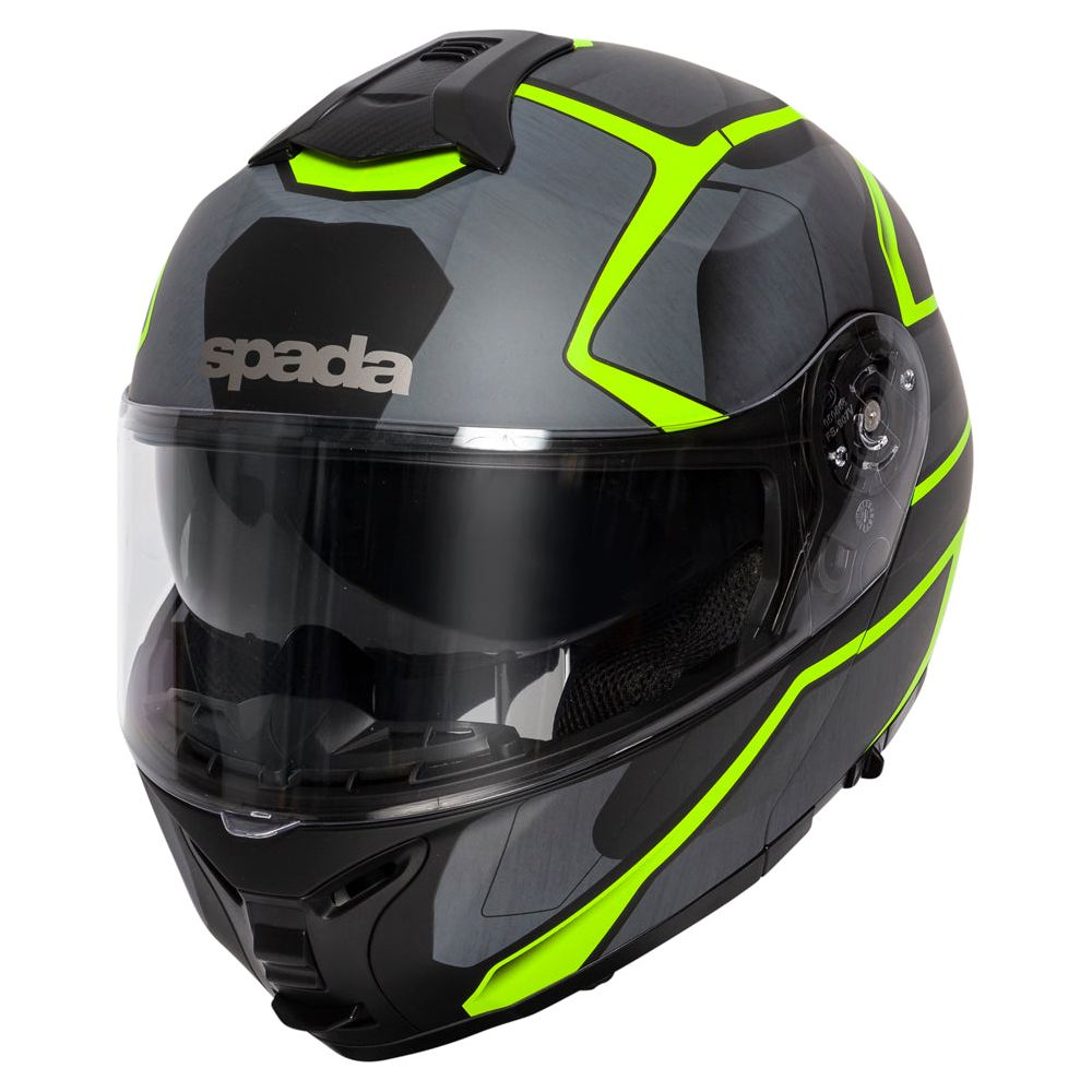 Spada Orion Slate Flip-Up Helmet Matt Black / Yellow - FREE UK Shipping, FREE 365 Day Returns | Moto Central
