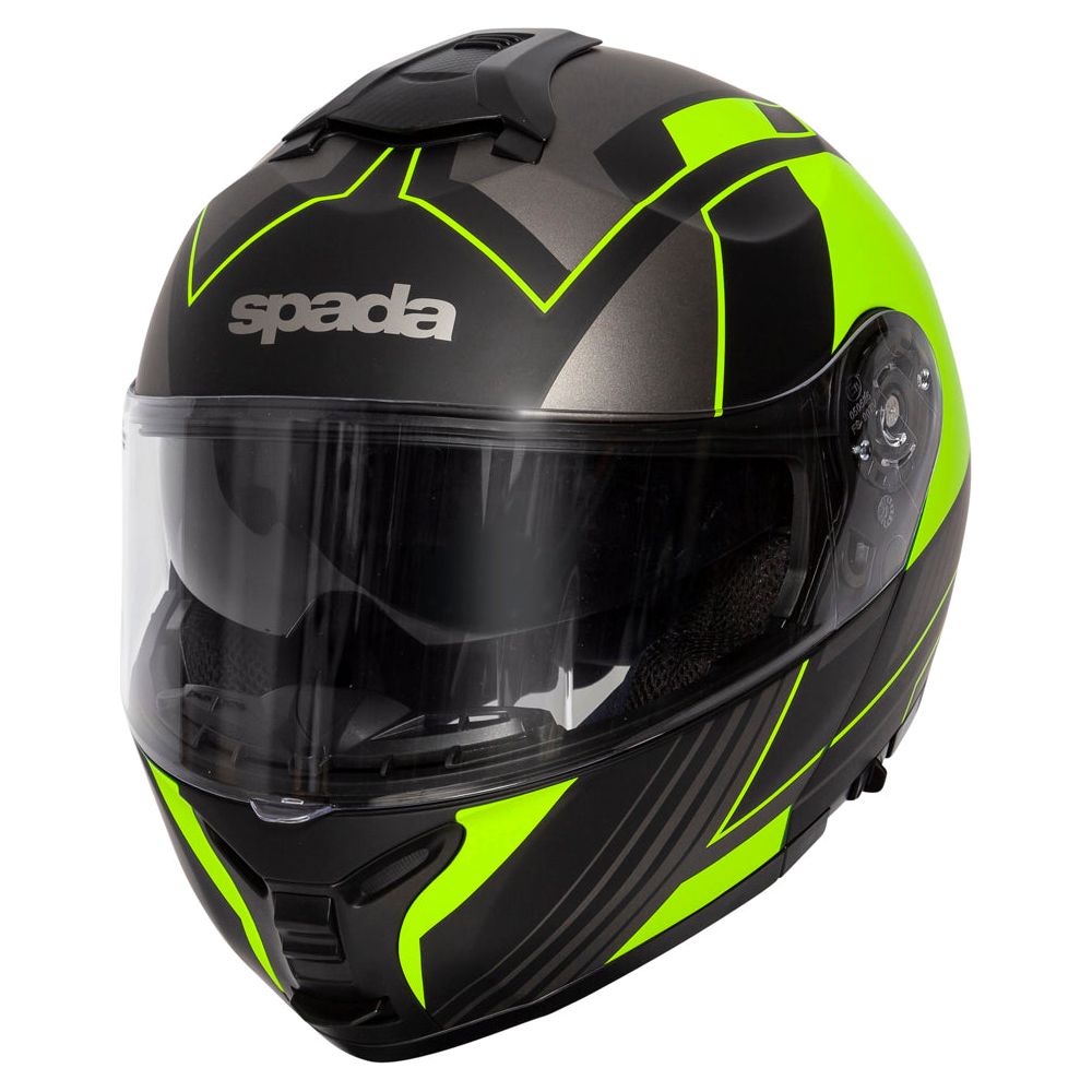 Spada Orion Whip Flip-Up Helmet Matt Black / Fluo Yellow - FREE UK Shipping, FREE 365 Day Returns | Moto Central
