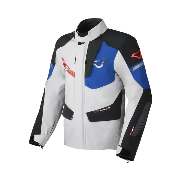 Macna Synchrone Textile Jacket Light Grey / Black / Blue - FREE UK Shipping, FREE 365 Day Returns | Moto Central