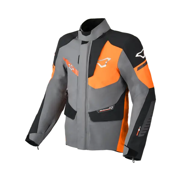 Macna Synchrone Textile Jacket Grey / Orange / Black - FREE UK Shipping, FREE 365 Day Returns | Moto Central