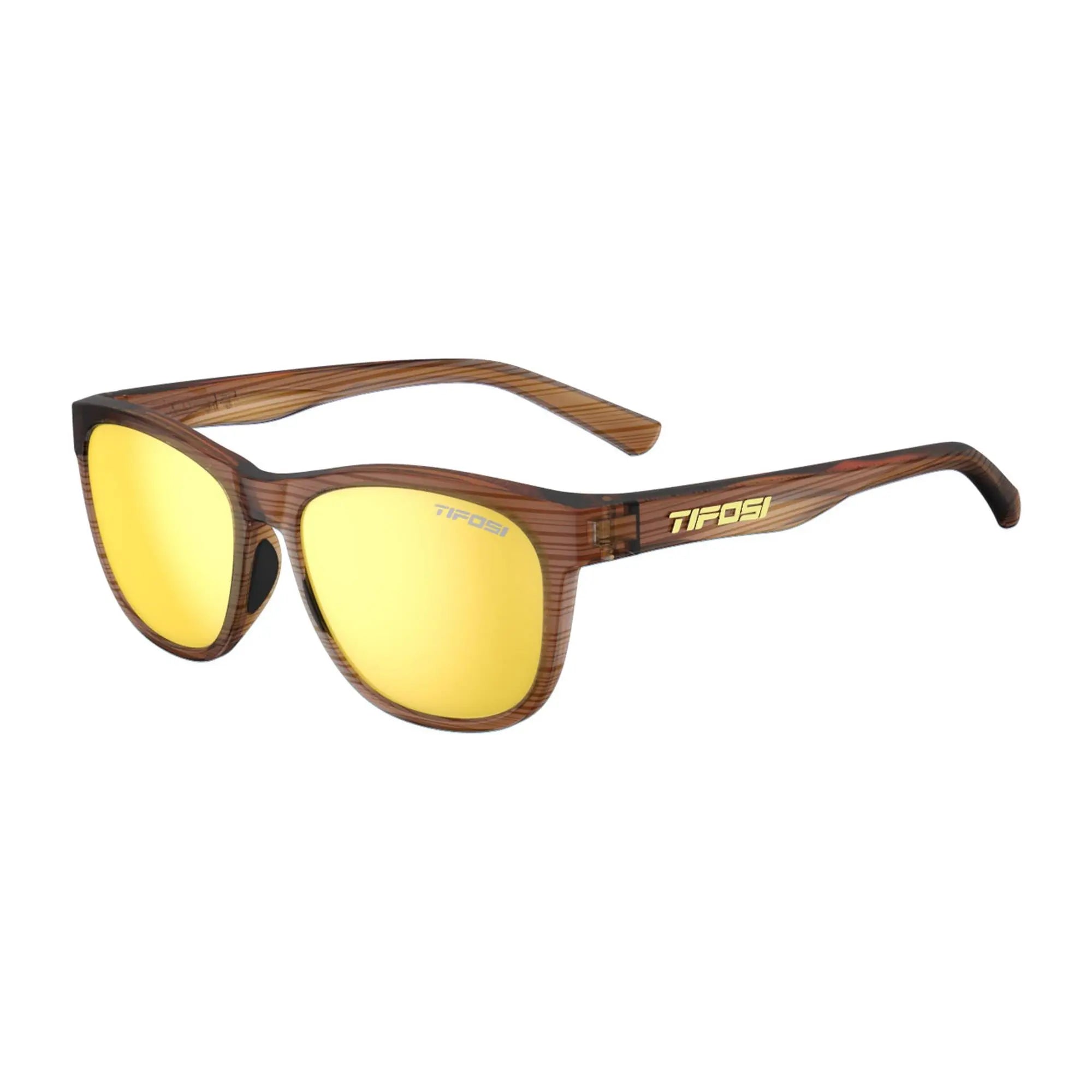 Tifosi Swank Single Lens Sunglasses Woodgrain / Smoke Yellow - FREE UK Shipping, FREE 365 Day Returns | Moto Central