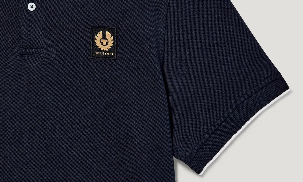 Belstaff Tipped Polo T-Shirt Dark Ink FREE UK Delivery, FREE 365 Day Returns | Moto Central
