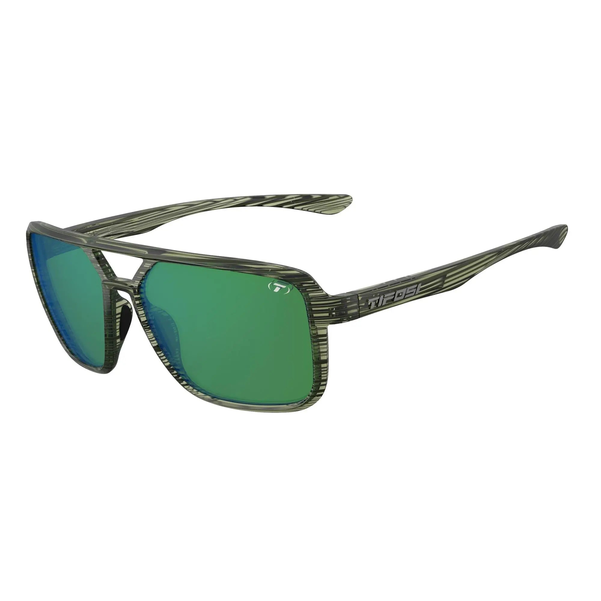 Tifosi Salto Polarised Single Lens Sunglasses Olive Stripe Fade Emerald Mirror - FREE UK Shipping, FREE 365 Day Returns | Moto Central